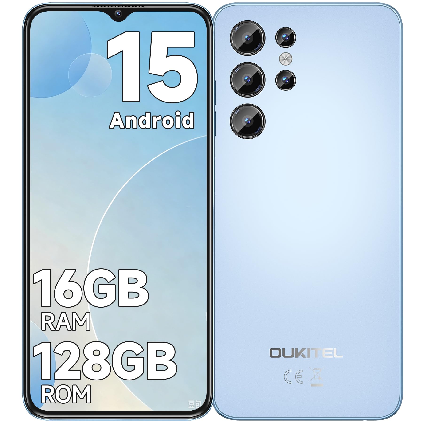 OUKITEL C1 Smartphone, 16GB+128GB/1TB Telefono Cellulare,6.52