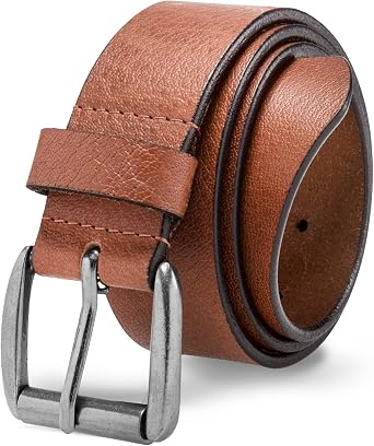 Prospero Comfort Mens Casual Belt Super Soft Full Grain Leather Roller Buckle 38MM 1.5 inch Black Brown Tan