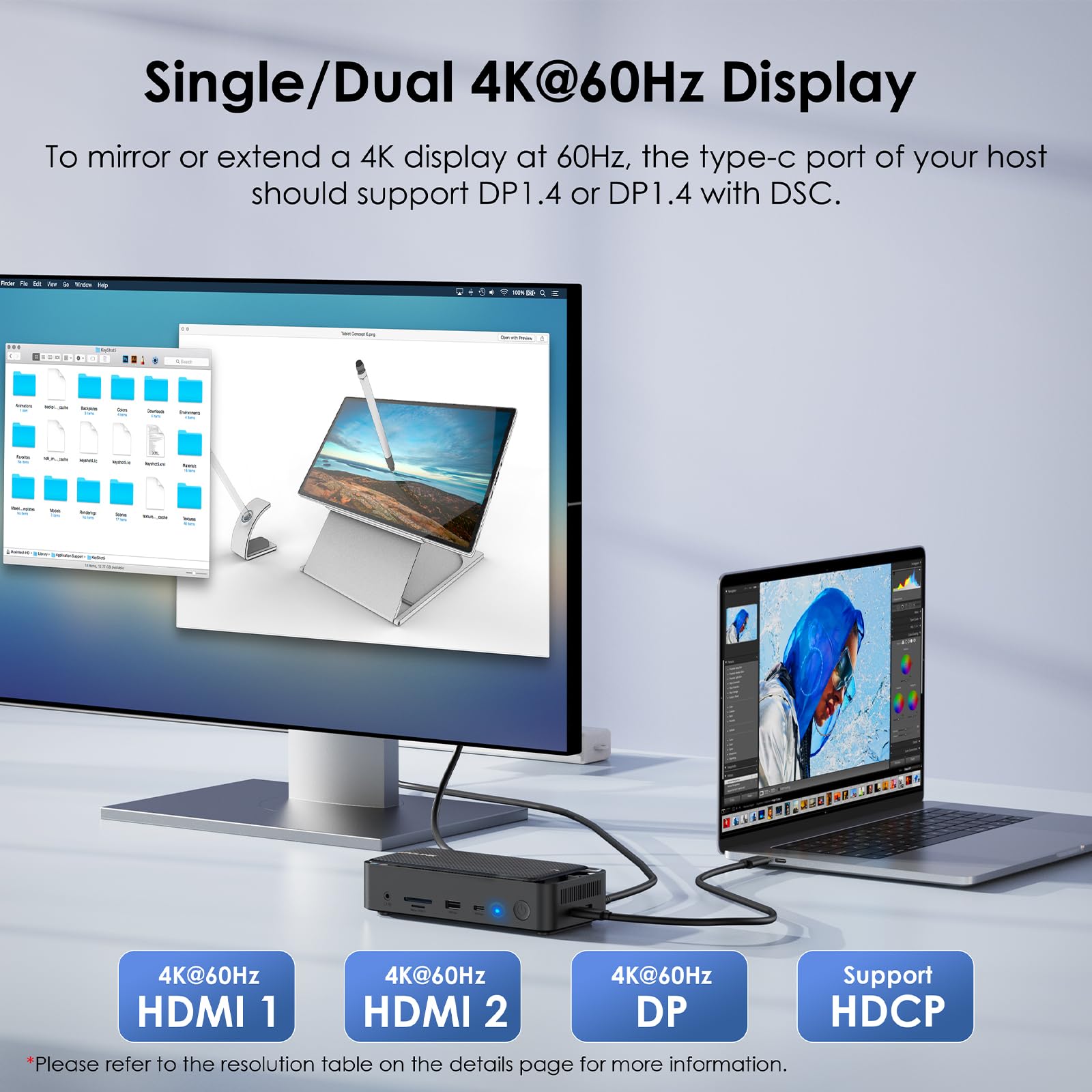 WAVLINK USB C Triple Display Dock, 13-in-1 Typ C 10Gbps Hub mit M.2 PCIe/SATA SSD-Gehäuse, unterstützt 100W PD, 4K@60Hz HDMI/DP, USB C/USB-A Gen 3.2/3.1, SD/TF, Gigabit RJ45