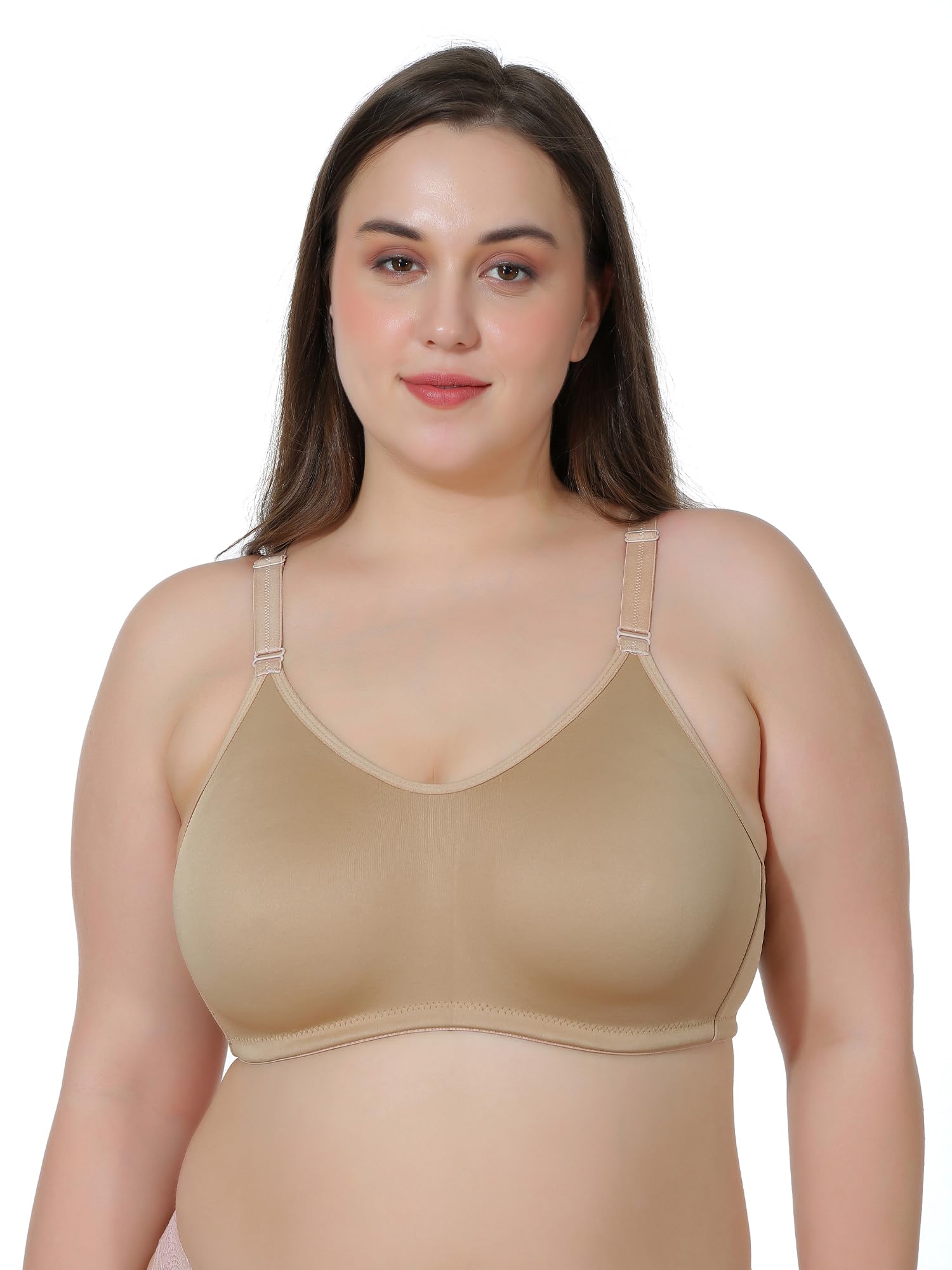 maroon Cotton Satin Blend Seamless Non Padded Non-Wired Full Coverage Women Minimizer Bra-picture-32
