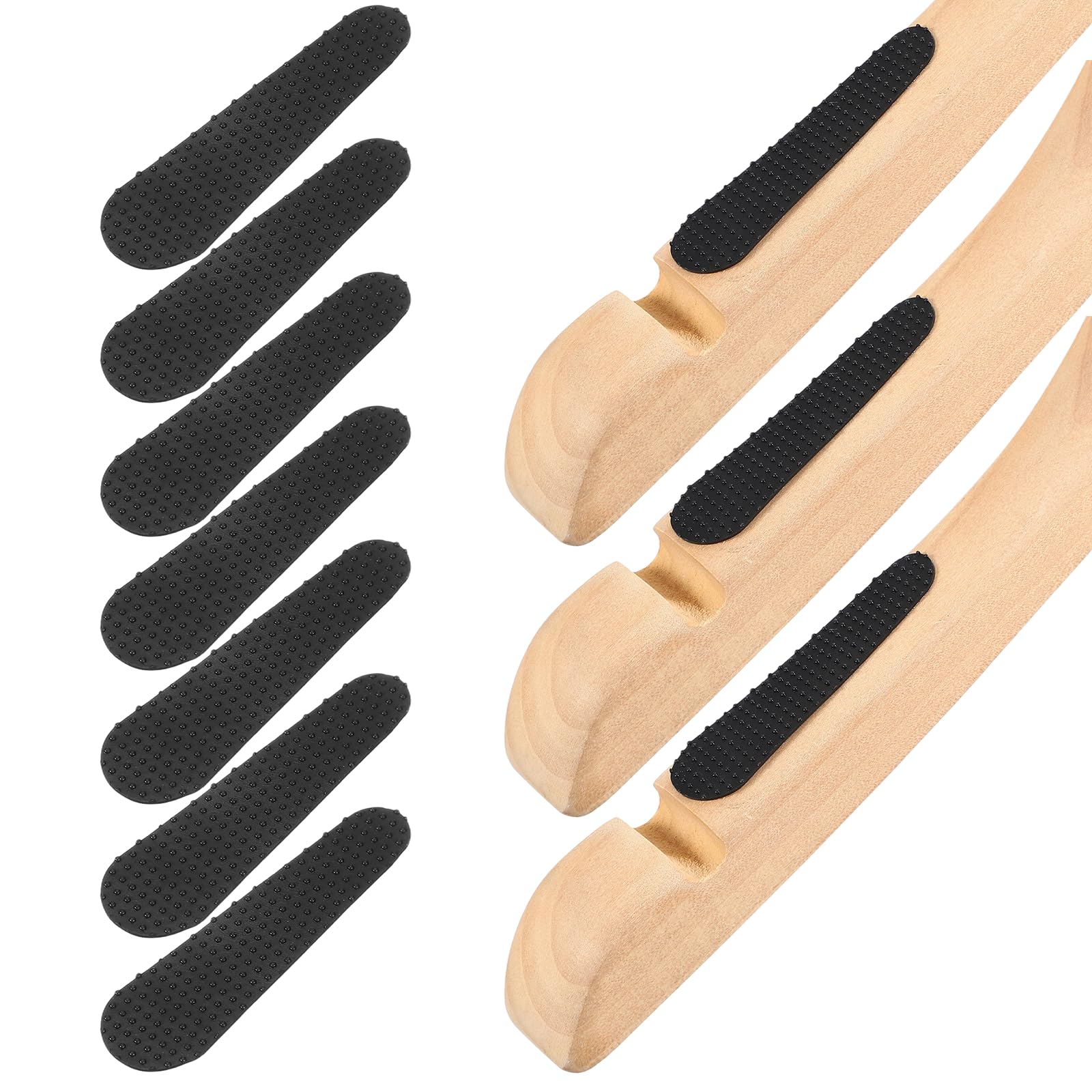sourcing map 60 Pcs Clothes Hanger Grips Non-Slip Rubber 68mm Silicone Clothing Hanger Strips for Wood Plastic Home Stores Use Dotted Design, Black