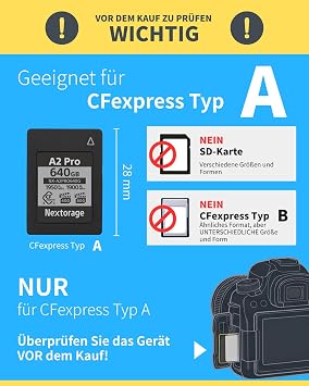 Nextorage CFexpress Typ A Karte 640GB VPG 800 VPG 400 japanische speicherkarte datenspeicher CF Express Type A Card Kamera Zubehör für Sony/Fujifilm A2PRO NX-A2PRO640G