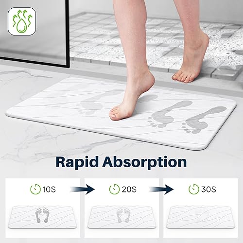 Miniatura 4 de Closefriend Tapete de baño de piedra de diatomita, tapete de baño de secado rápido, piedra, tierra de diatomeas, antideslizante, absorbente, de