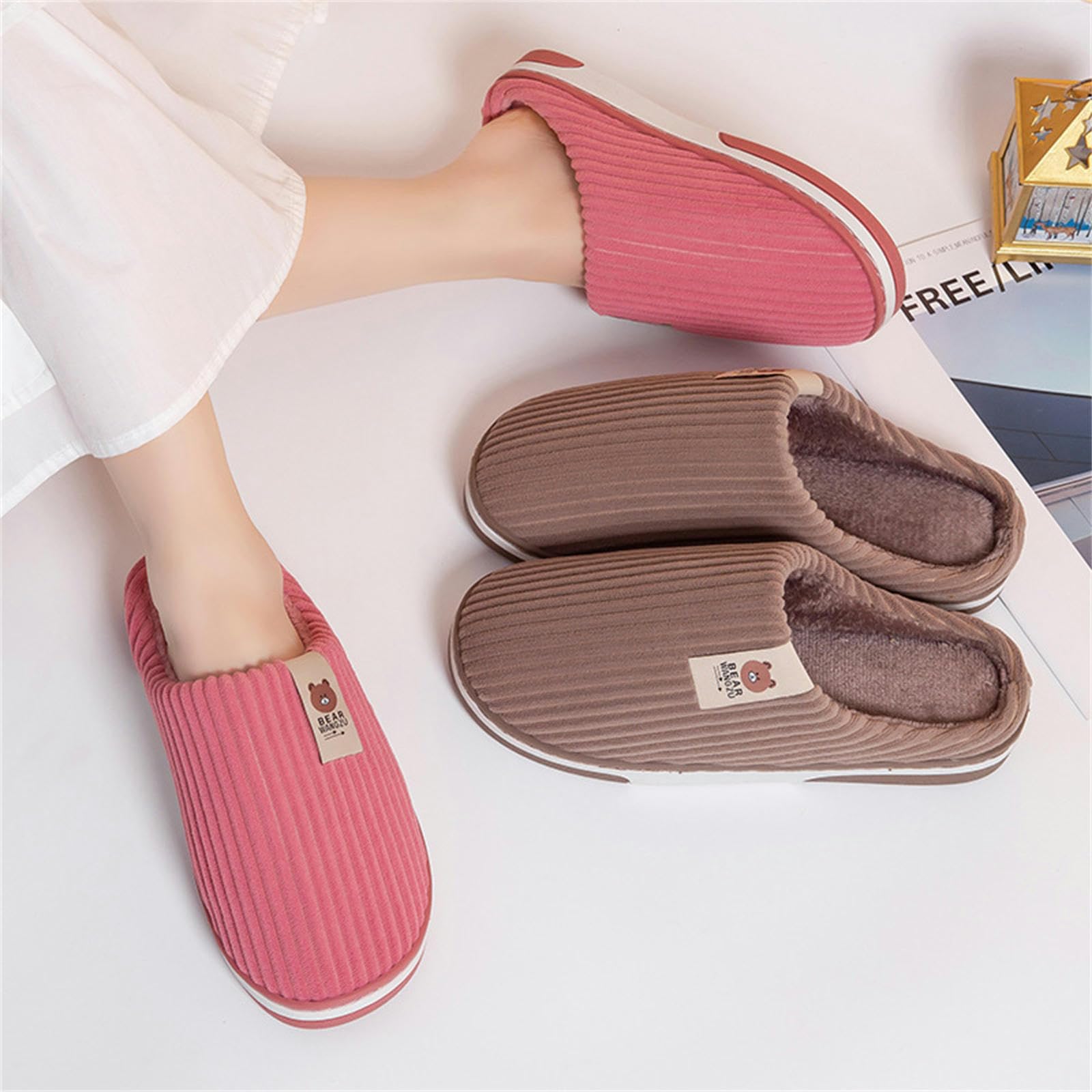 Ciabatte Donna Invernali Pantofole Invernali Uomo E Donna - Morbide, Calde, Antiscivolo, Peluche, Ideali per Casa E Interni-coffee-40-41