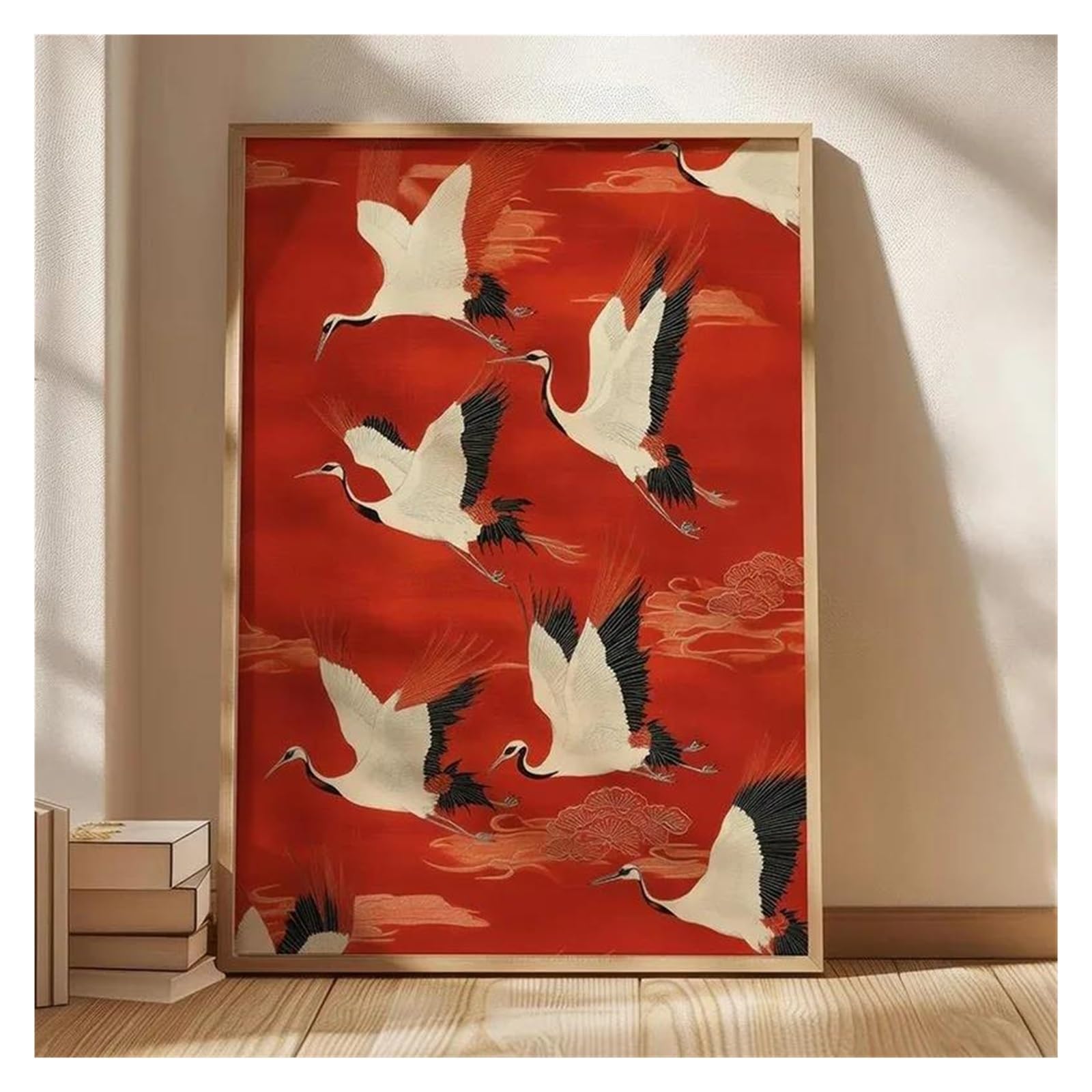 Byambd E Aesthetic Pictures Flying Cran Print Vintag Styl Birds Posters Japanes Cran Painting Canvas Wall Maximalist Art Hom Decor(,40X50cm)