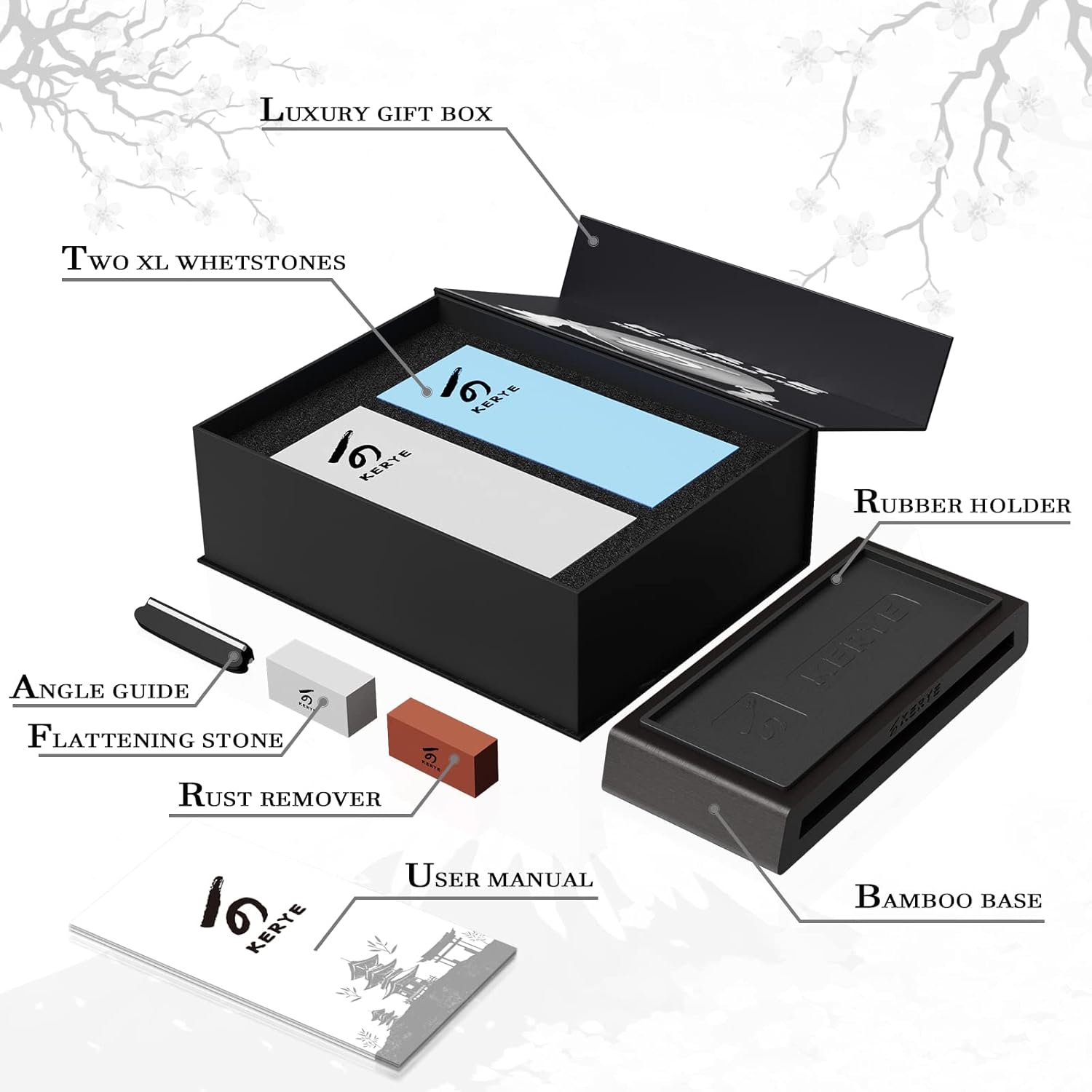 KERYE Premium XL Whetstone Kit, 1000/6000 Grit Extra Large Surface