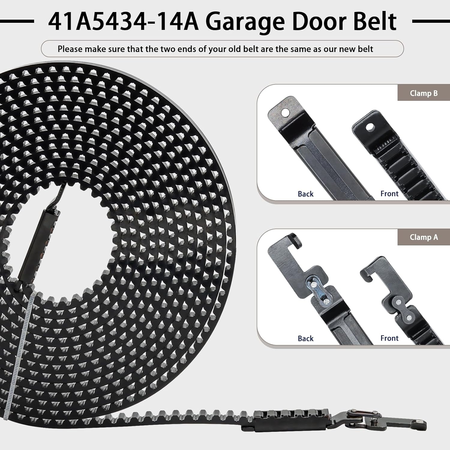 41A5434-14A Drive Belt 306'' for 10FT Garage Door Opener, 041A5434-14A Formula 1 Belt Assembly Replacement Compatible with liftmaster/Chamberlain/Whisper Belt Drive Garage Door Openers 41A5434-14A for 10FT Door