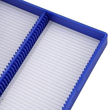 2 Pack Microscope Slide Boxs, 100-Slot Slide-Top Storage Box, Plastic Rectangle Slide Microscope Storage Box