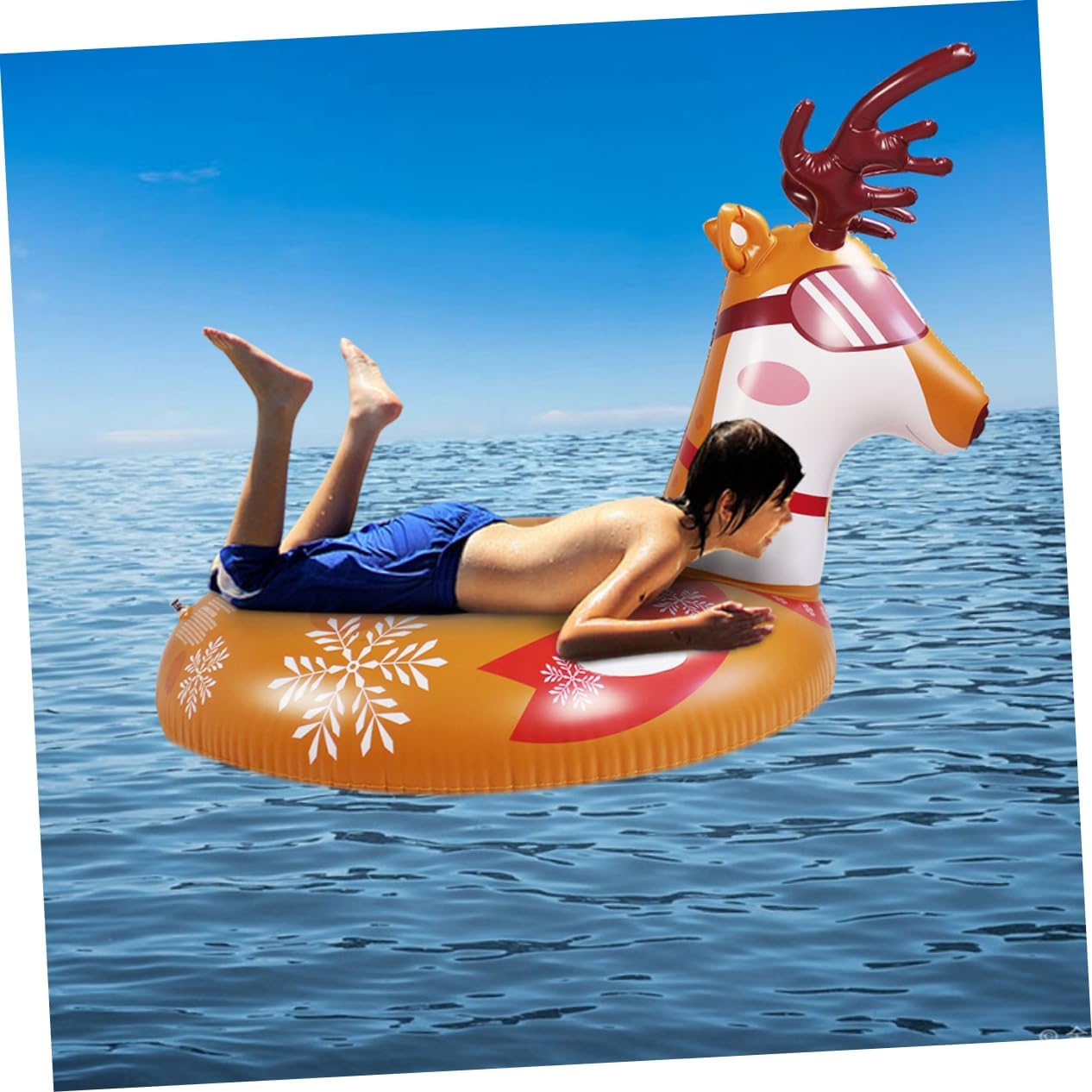 Mipcase PVC Inflatable Snow Tube Deer Shape Durable Thickened Winter Outdoor Snow Sled for High Wear Resistance and Easy to Carry Design