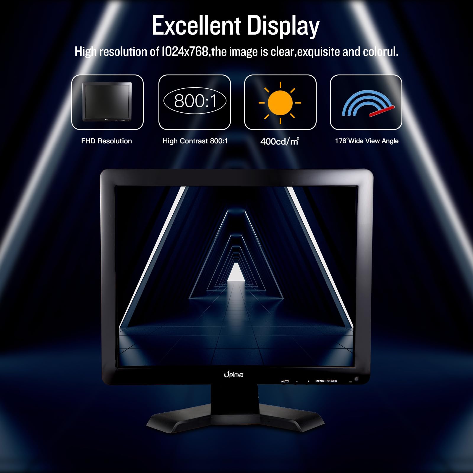 15 pollici Monitor CCTV Display Sicurezza Schermo telecamera di sicurezza Multifunzione HDMI AV BNC VGA Ingresso interfaccia USB monitor del computer Risoluzione 1024X768