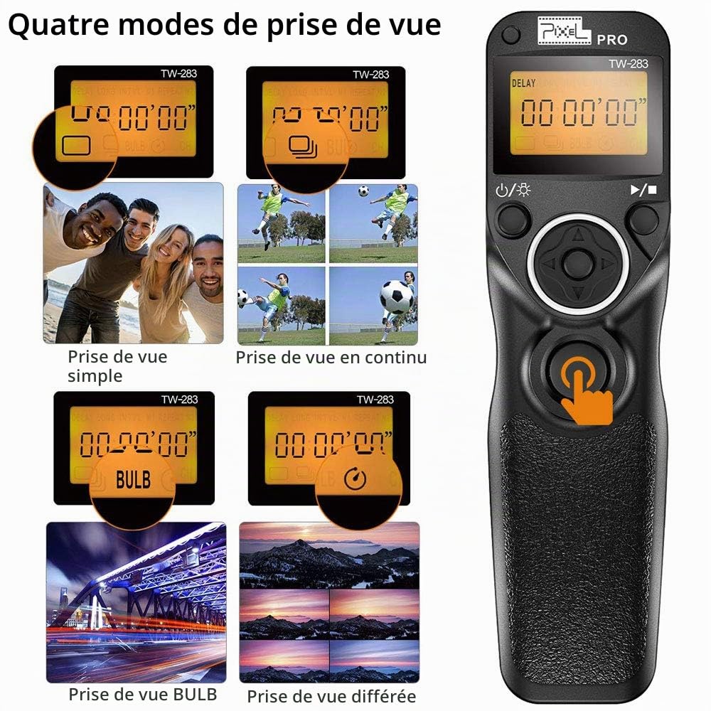 Télécommande Déclencheur sans Fil à Distance avec Minuterie avec 2 câbles de Connexion S1/S2, Pixel Câble de déclenchement 2,4G pour Sony Alpha a9 a99II a7 a7II a7R a7RII A7s A7III ILCE-7M3