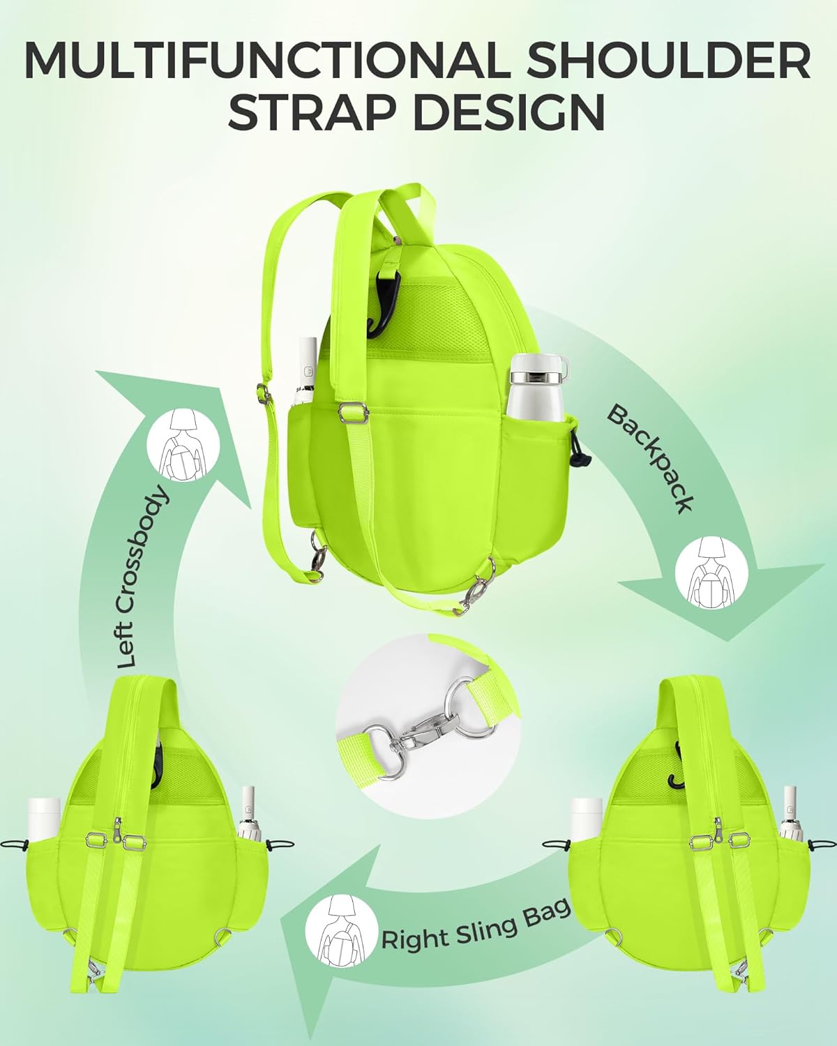 Tennis Bag, Water Resistant Tennis Backpack for Women Men, Quilted Crossbody Sling Design for Tennis, Pickleball, Badminton Rackets