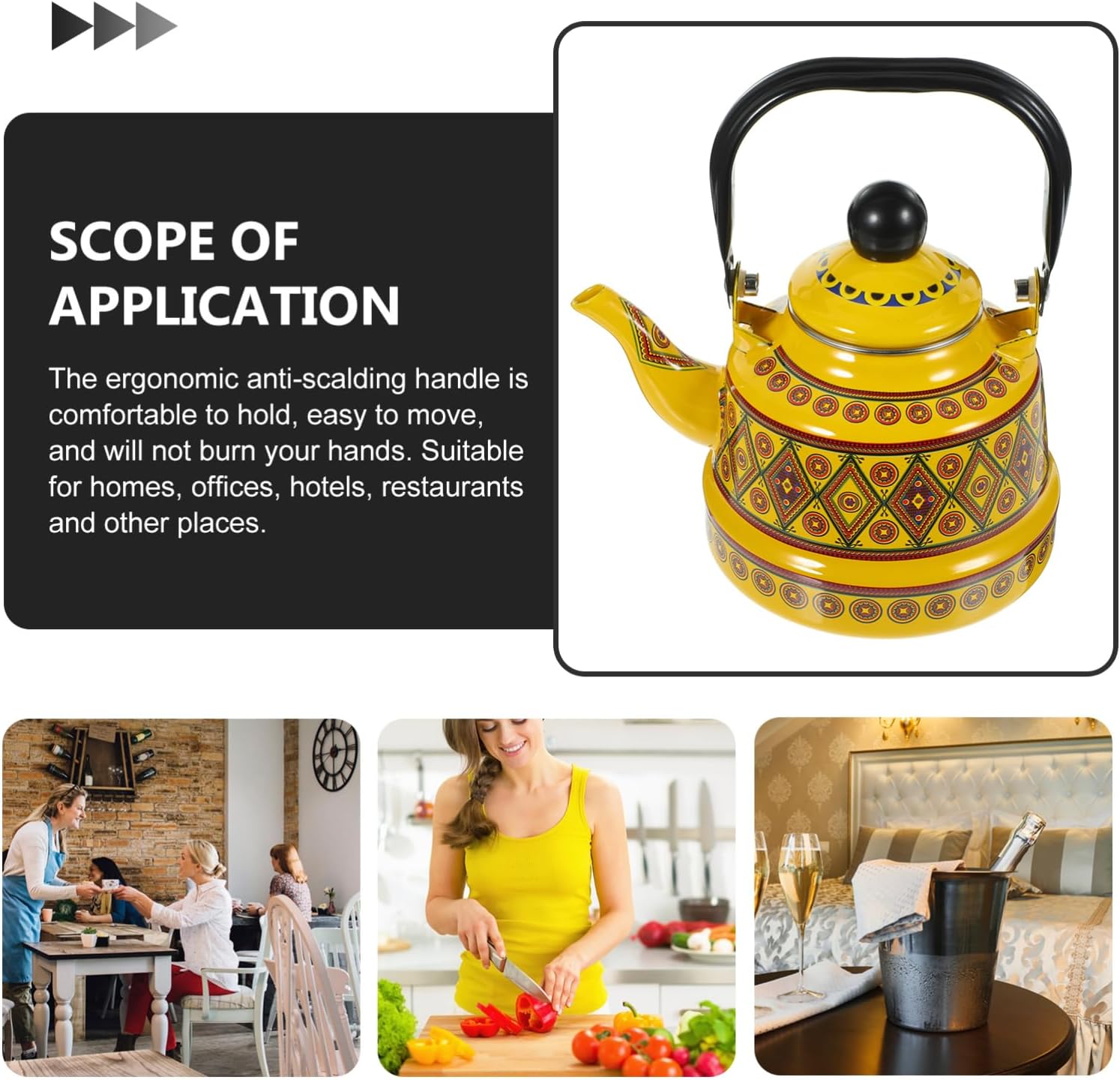 Gatuida Vintage Enamel Teakettle Reusable Water Heating Pot for Stovetop Use Elegant Decorative Design for Daily Tea Brewing Capacity and Heat Resistant for Home and Camping