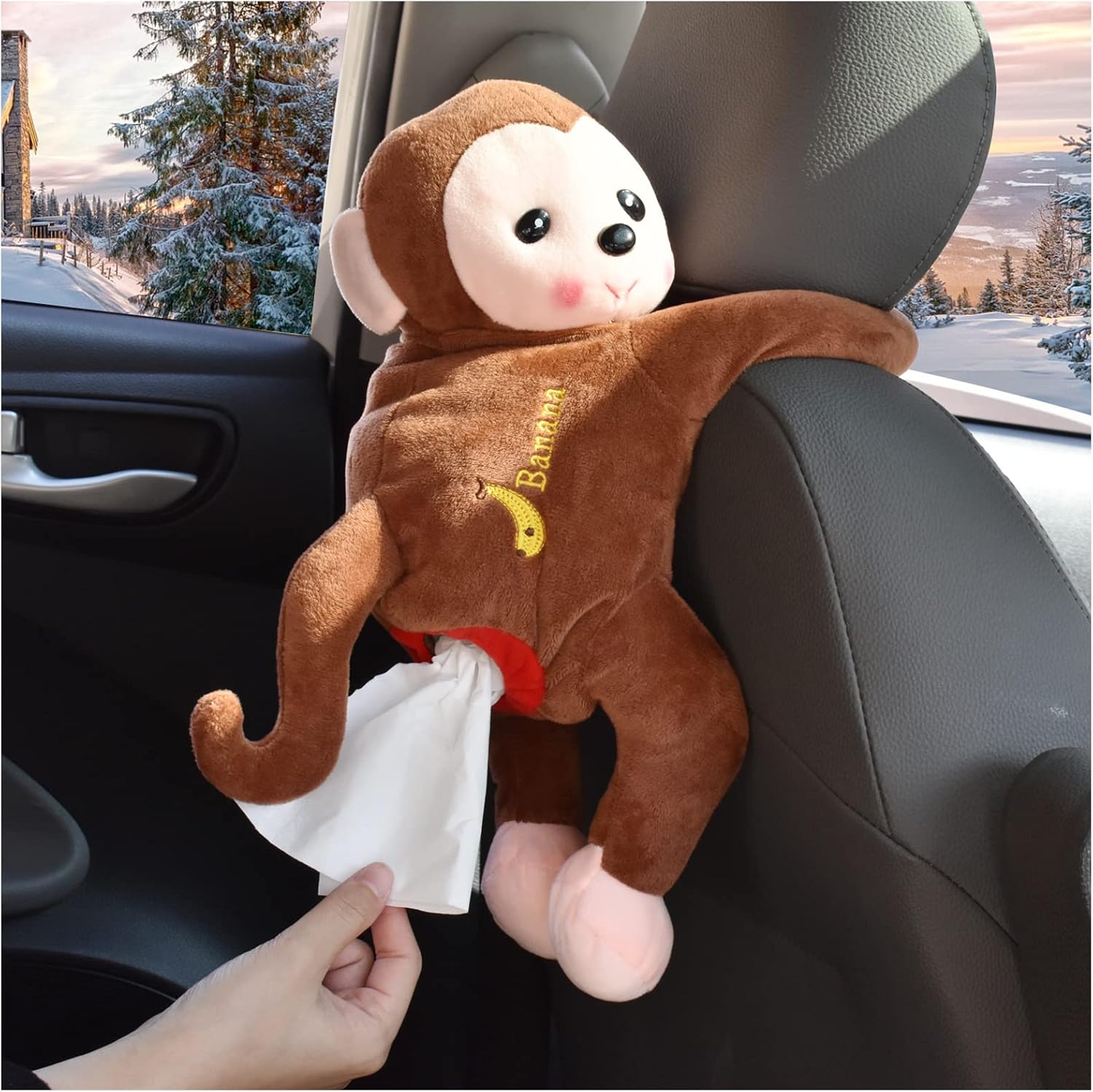 JIABEIUS Monkey Car Tissue Holder, Toy Style Anime Tissue