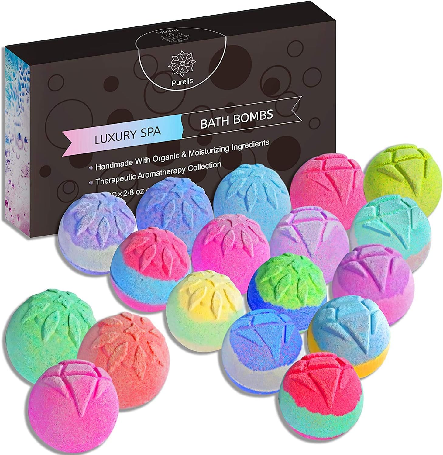 Bulk Bath Bombs Set -18 Luxury Bath Bomb Gift Set for Women & Men! Moisturizing Bath Bomb Kit and Spa Gift Set for Women and Teens! Natural Organic Bath Balls. Sulfate Free