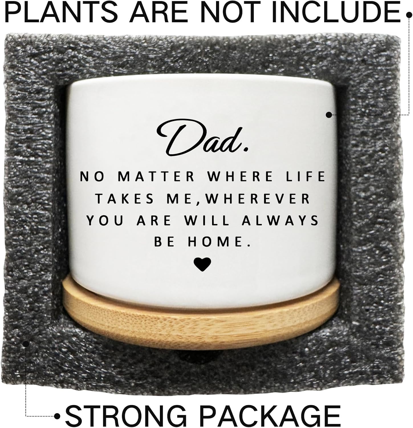 Succulent Planter Pot for Dad - Cute 3 Inch Plant Dad Gift from Daughter or Son with Bamboo Tray, Best Fathers Day Birthday Gardening Gifts for Dad, Grandpa, Husband - Image 6
