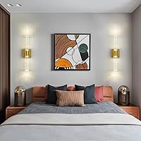 Vista 5 de Juego de 2 apliques de pared dorados que funcionan con pilas, juego de 2 apliques de pared inalámbricos recargables con control remoto, moderna