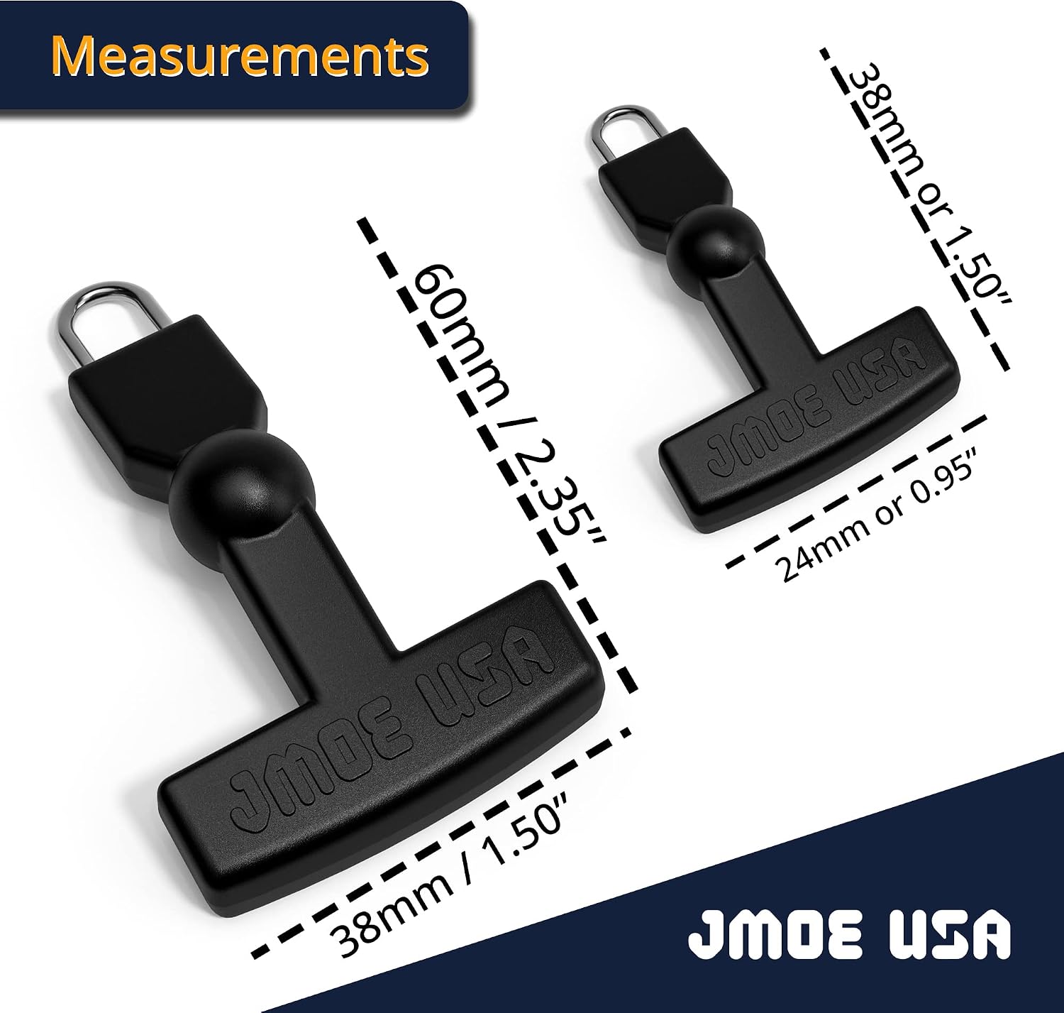 Jmoe USA Replacement T-Latch Zipper Pulls | Compatible with RTIC Soft Coolers, Day Coolers, Backpack, and Totes | Made from Tough Rigid Plastic and Metal | 2-Pack | Fits Most Compartments