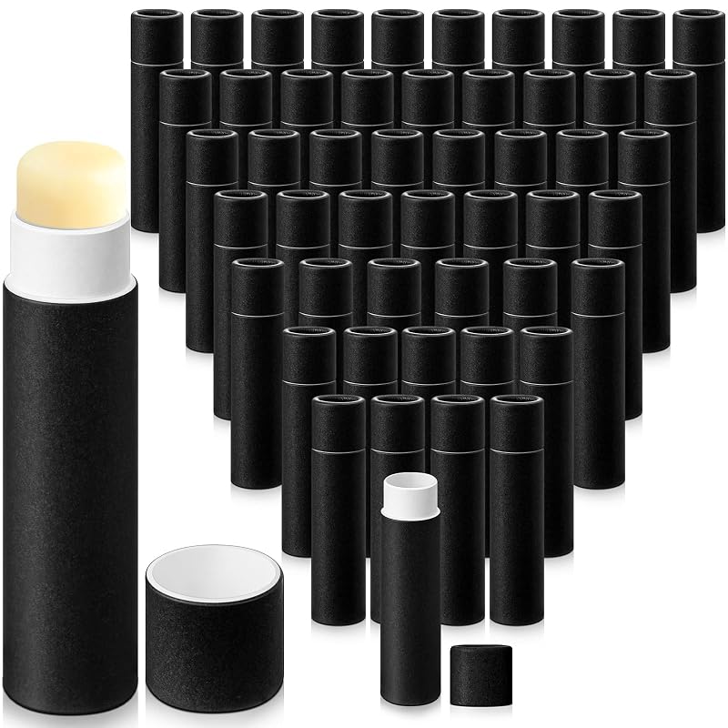 Fuyoooo Tubos Vazios de Papelão para Bálsamo Labial, Pretos, 5 g, Pacote com 50