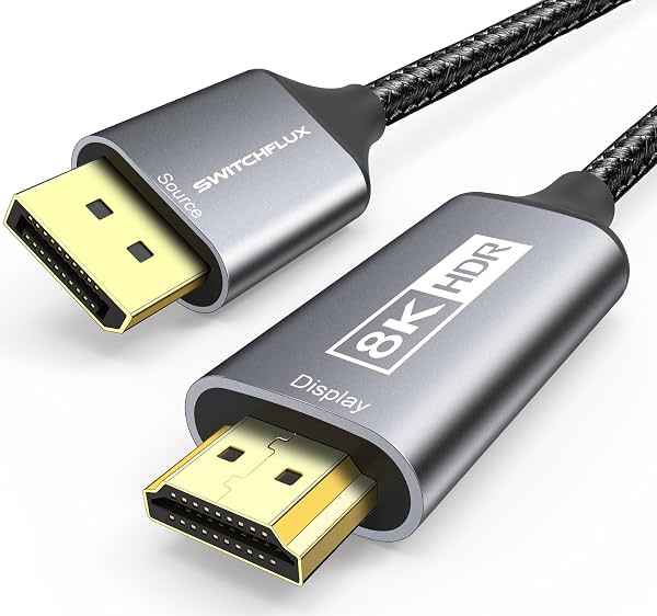 Cable DisplayPort 1.4 a HDMI 2.1 (8K@60Hz, 4K@120Hz, 2K@144Hz) 3 pies Unidireccional DP (Fuente) a HDMI (Pantalla) Trenzado Compatible con HDCP 2.3 HDR10 Display Port para AMD, NVIDIA y PC