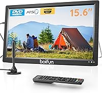 Boifun 15.6" Portable TV DVD Player with Antenna, FM Radio, 5000mAh Battery, HDMI USB - Camping RV Travel Combo