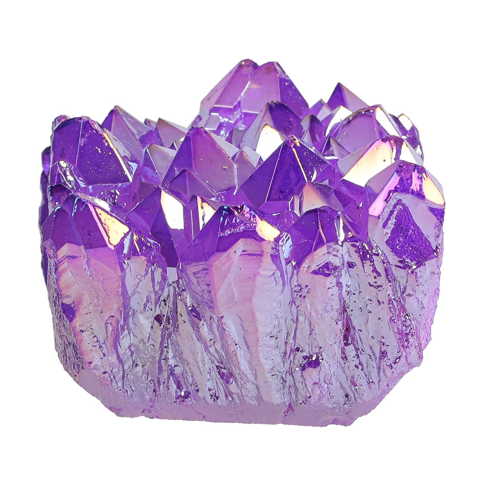 KYEYGWO Rock Crystal Cluster Quartz Stone,Titanium Coated Natural Drusy Crystal Geode Raw Stone Mineral Rough Gemstone Reiki Feng Shui Stone Decor