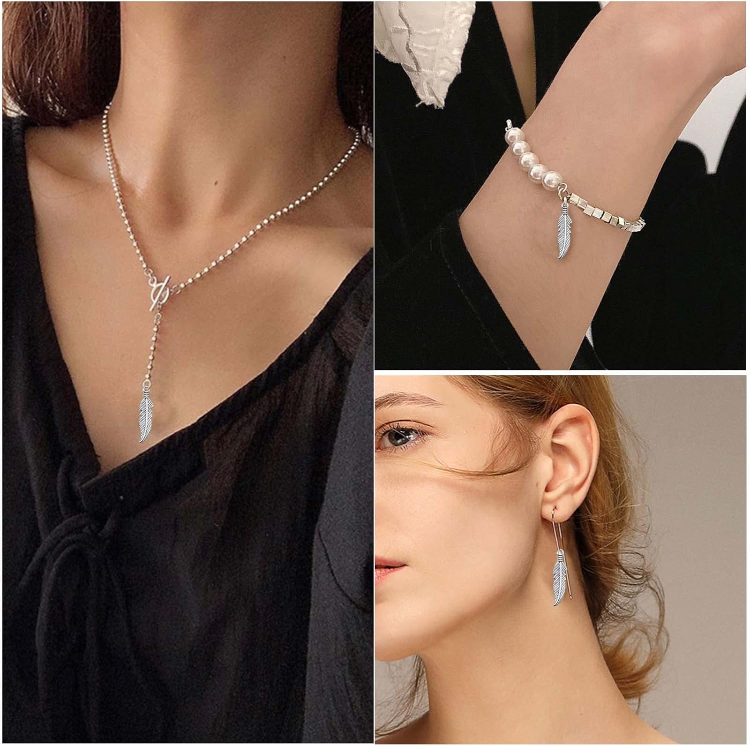 100pcs Feather Leaf Charm Pendants Vintage Alloy Tree Leave Plumage Dangle Charms Craft Supplies for DIY Bracelet Necklace Jewelry Making Findings - Image 5