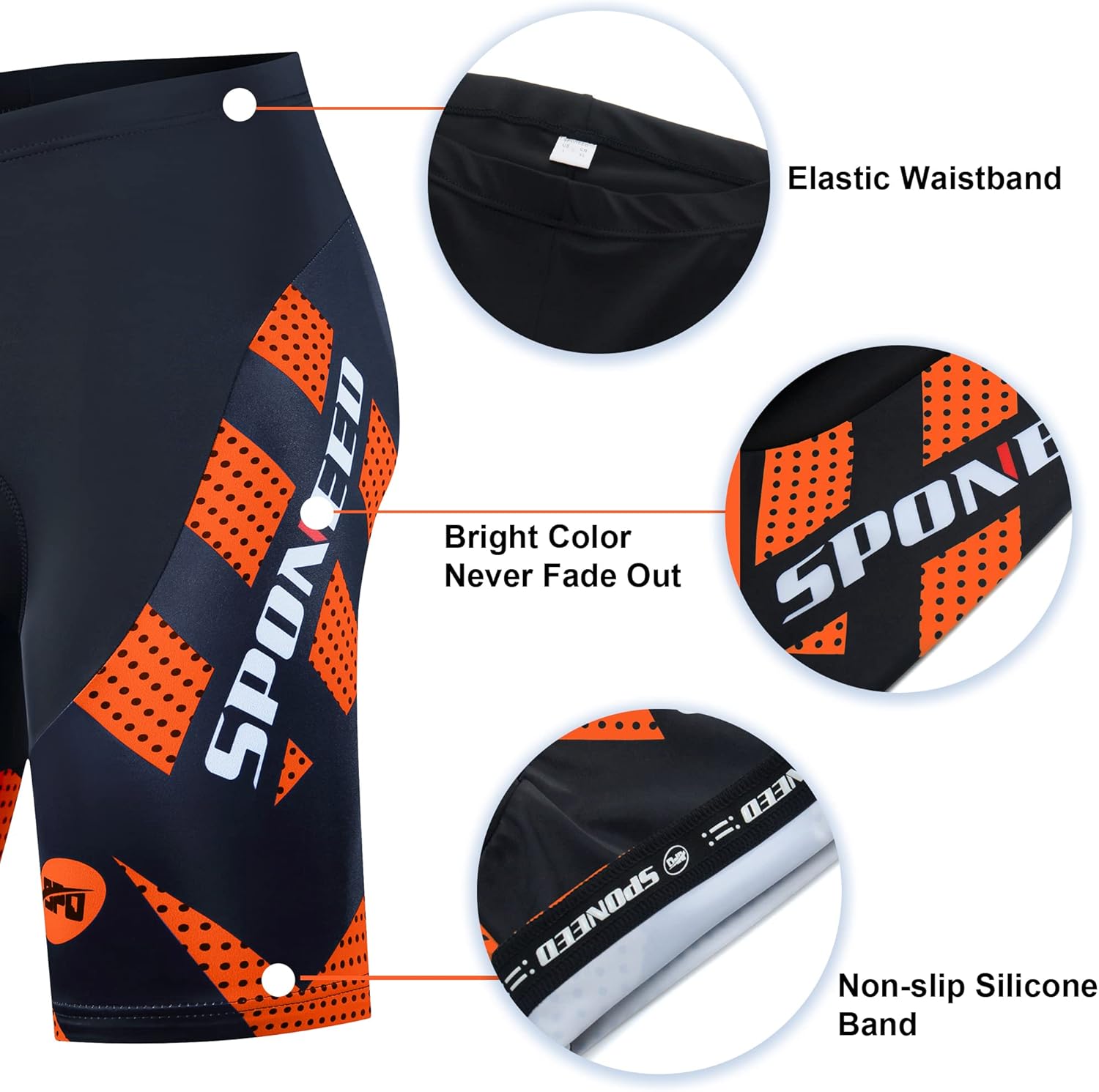 sponeed Men's Cycling Shorts Padded Bicycle Riding Pants Bike Biking Clothes Cycle Wear Tights - Image 4