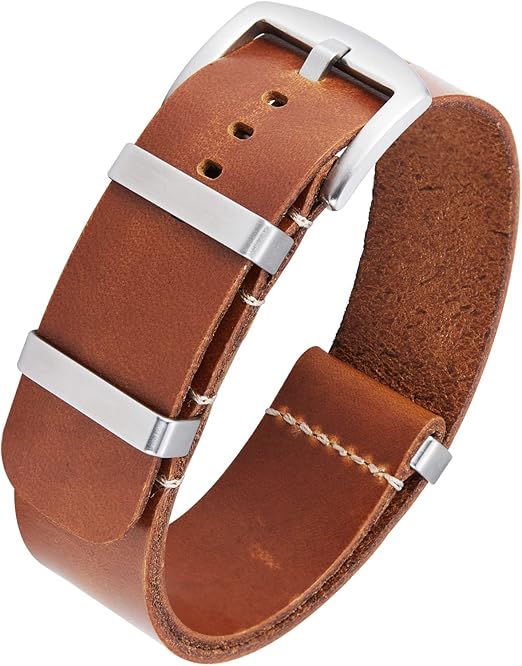 BINLUN Leather Watch Straps Crazy Horse Oiled Leather Watch Bands 18mm