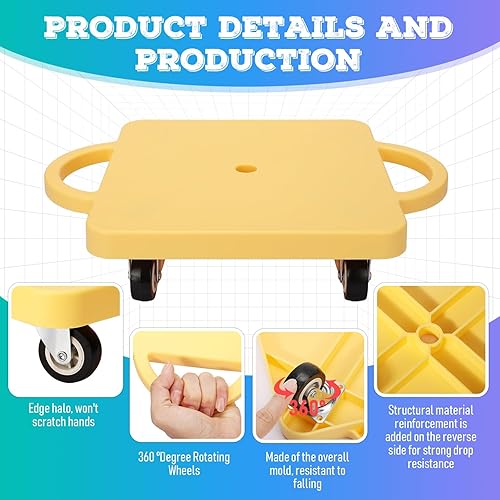 Miniatura 3 de 6 piezas de patinete deportivo a granel para sentarse a granel con asas ruedas de plástico, patinete plano deportivo para niños, gimnasio,