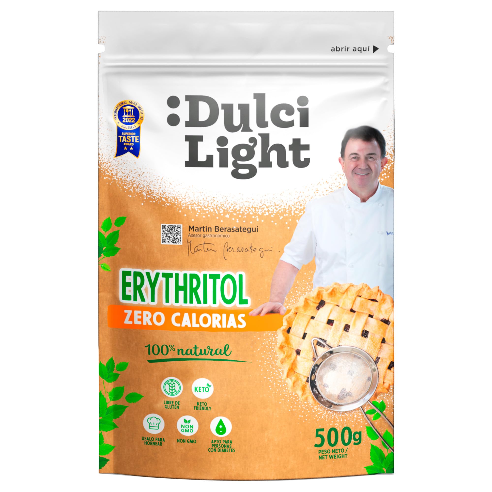 DULCI LIGHT Erythritol Süßstoff  500 g  Süßungsmittel keine Kalorien für Getränke und Lebensmittel  natürlicher Zuckerersatz