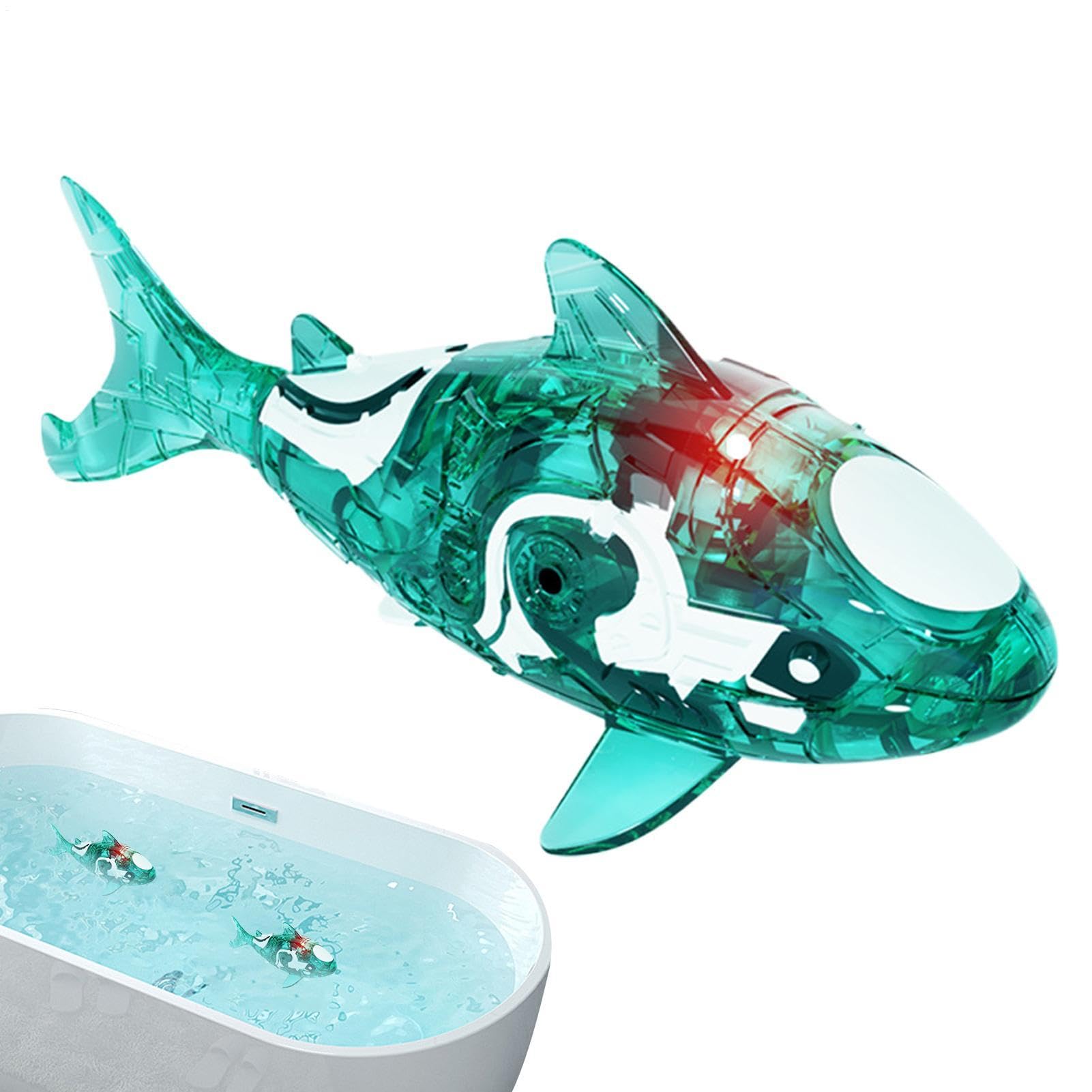 Robot Fish Toy - Automatic Interactive Bath Toy for Kids | Realistic Motion Design with LED Effect, Water Activated Light Up Swimming Shark, Floating Aquarium for Pool Bathtub Play Toys