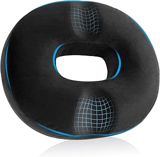 HOMCA Sitzkissen Donut Kissen Memory-Schaum für Entlastet Steißbein Schwarz