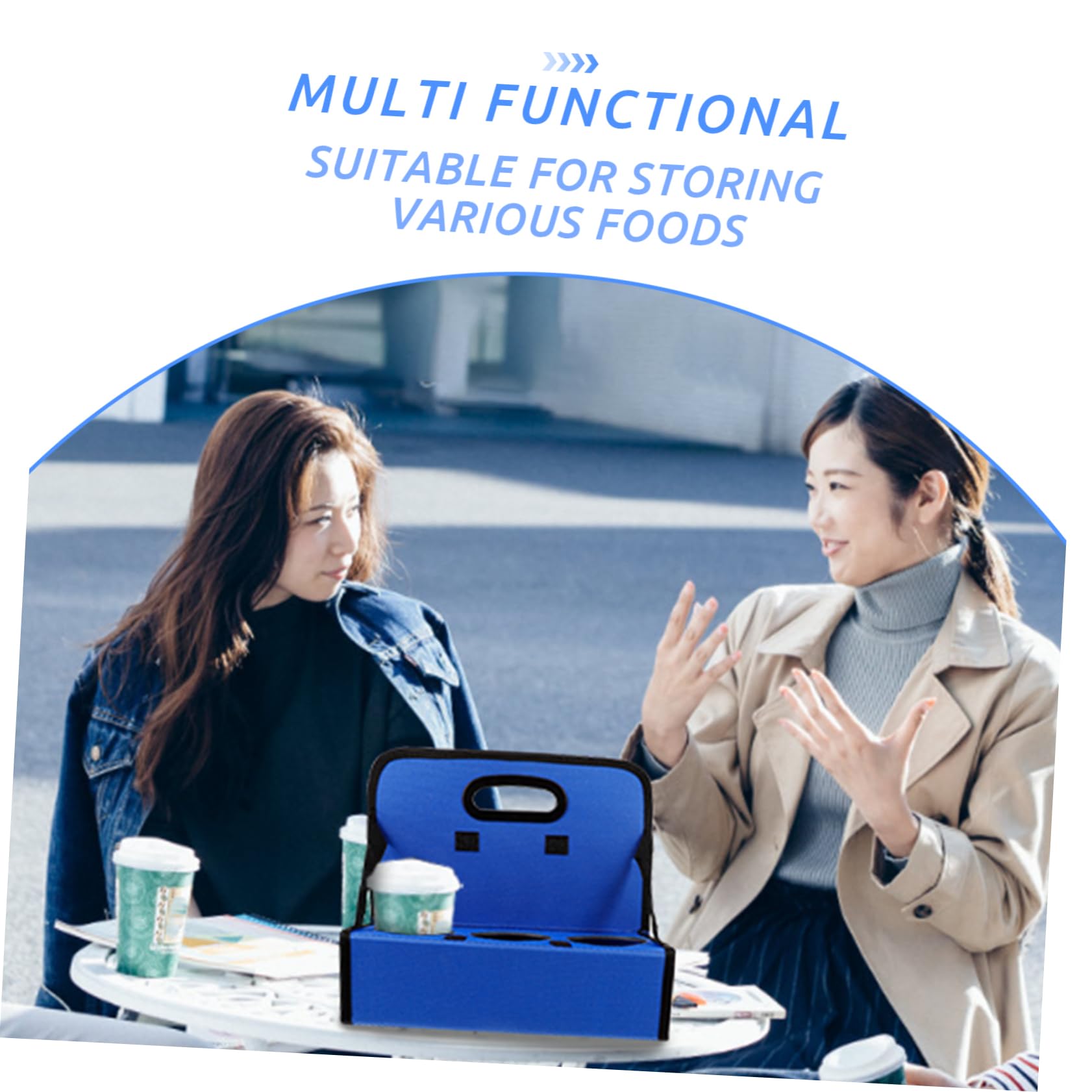 MUCKLILY Portable Coffee Cup Bag Drink Holder Beverages Portable Drink Carrier Takeout Drink Cup Holder Coffee Carrier Drink Cup Carrier Cup Holders for Drinks Polyester Blue