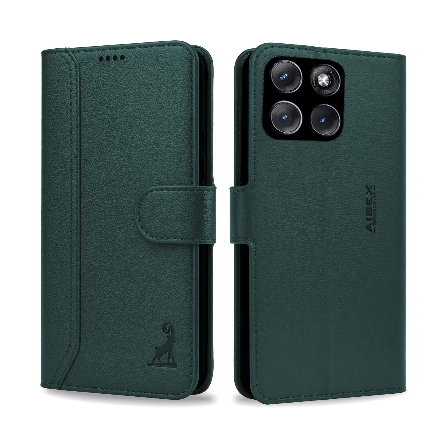 AIBEX® Compatible for Motorola Egde 70 Fusion 5G Flip Cover Leather Finish | Inside TPU with Card Pockets | Wallet Stand | Complete Protection Flip Case Green
