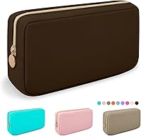 Vista 26 de Iqimott Bolsa Grande de Maquillaje de Nylon, Estuche de Viaje Preppy, Bolsa Grande de Cosméticos de Nylon, Organizador de Maquillaje, Bolsa de Rosa