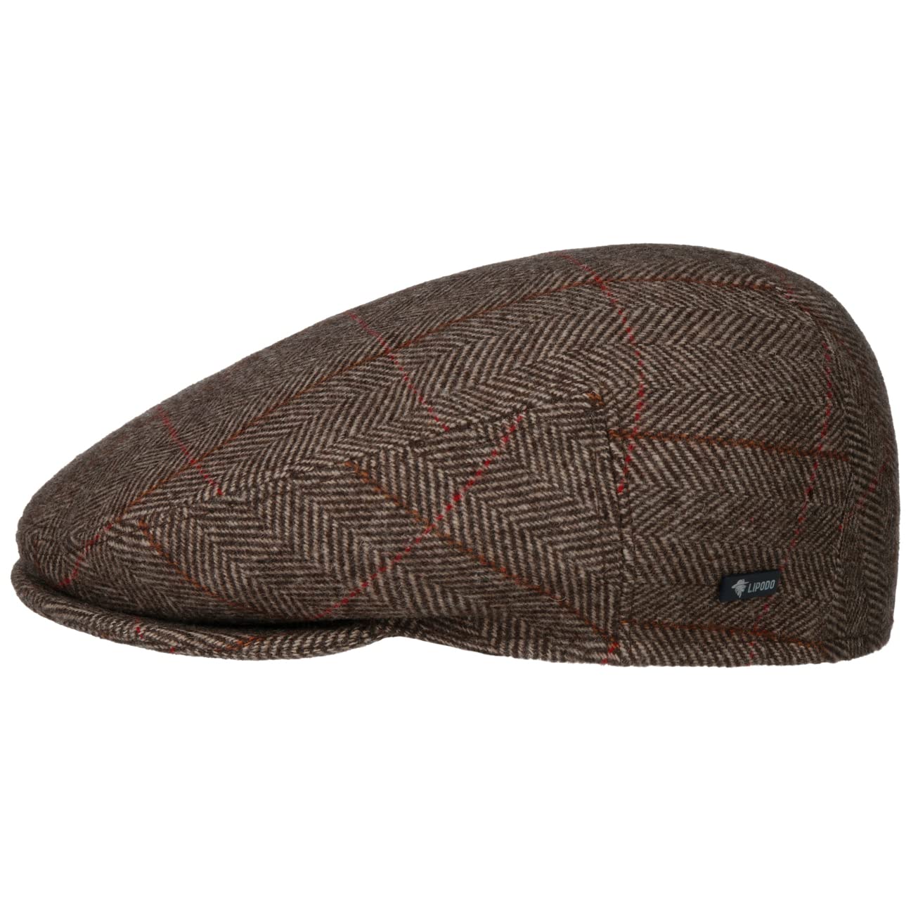 Lipodo Flat Cap Chequered Patterns Men - Made in Italy -Lined Cap Made with Wool - Mens Cap with Visor - Peaked Cap Autumn/Winter Beige