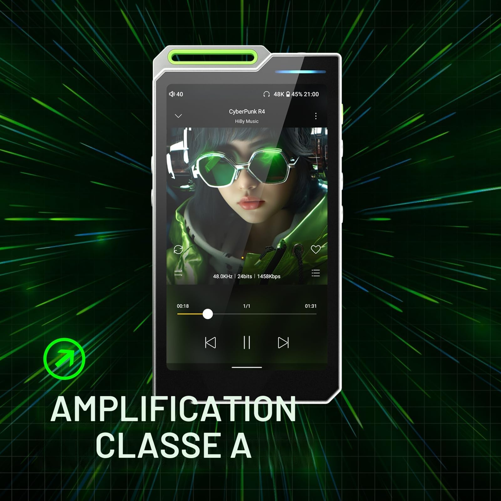 HiBy R4 Lecteur MP3 Android avec Bluetooth et WiFi intégrés, support 4DAC, Android 12, lecture DSD PCM MQA avec sortie équilibrée 4.4mm, 32 Go de mémoire (Argent)
