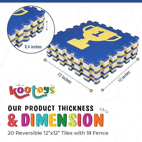 Miniatura 5 de KOOTOYS Tapete de juego para bebés de béisbol, tapetes de juego con bordes, tapetes de juego de actividades para bebés y niños pequeños, tapete de