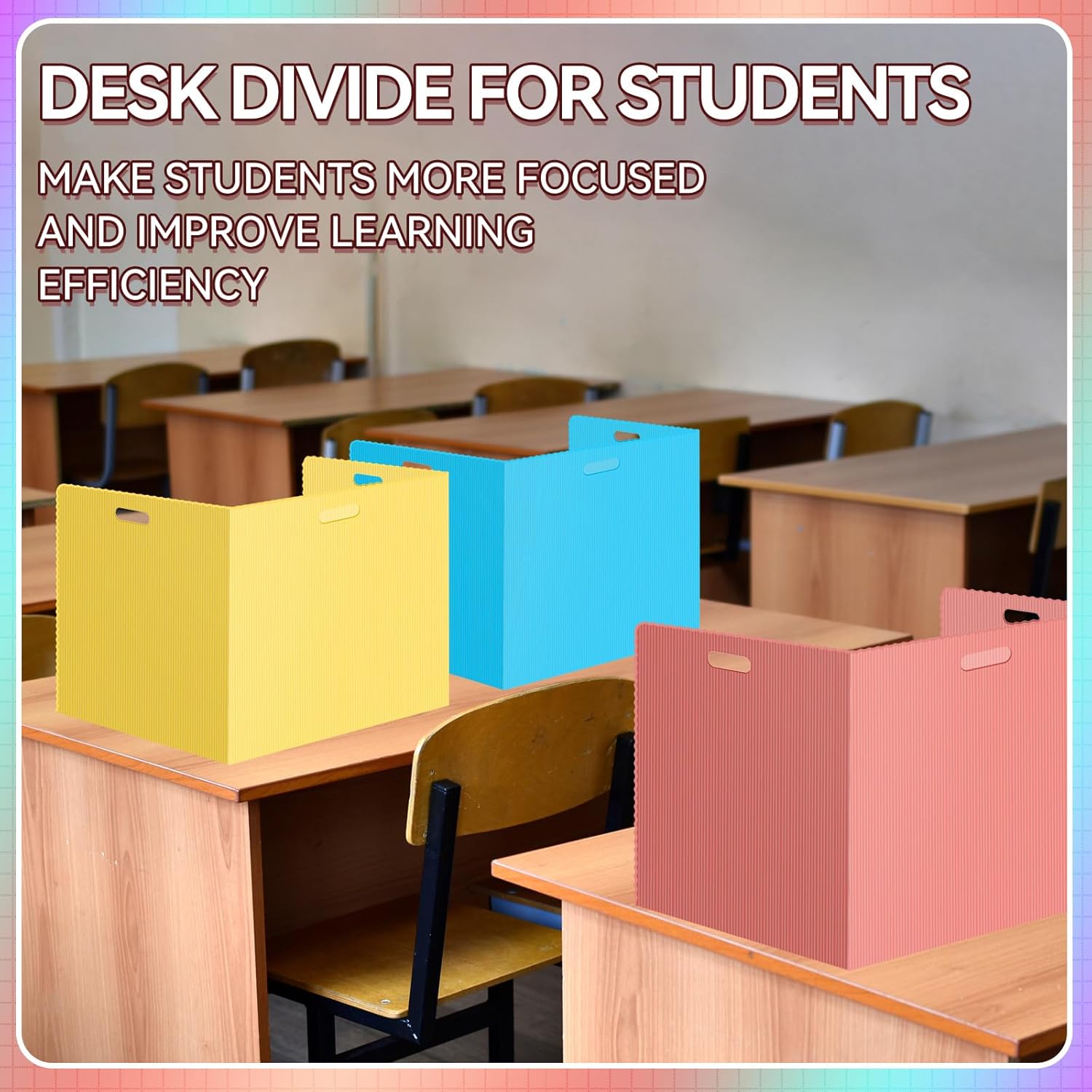 24 Pcs Desk Dividers for Students Plastic Durable and Waterproof Privacy Folders Shields Test Dividers with Classroom Privacy Boards for School Study Teacher Supplies (Multicolor)
