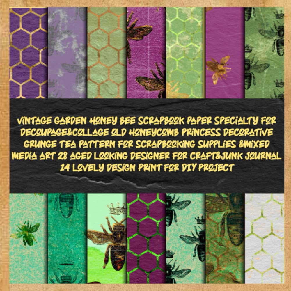 vintage garden honey bee scrapbook paper specialty for decoupage&collage old honeycomb princess decorative grunge tea pattern for scrapbooking ... DIY project (busy bee the wonderfull insect)