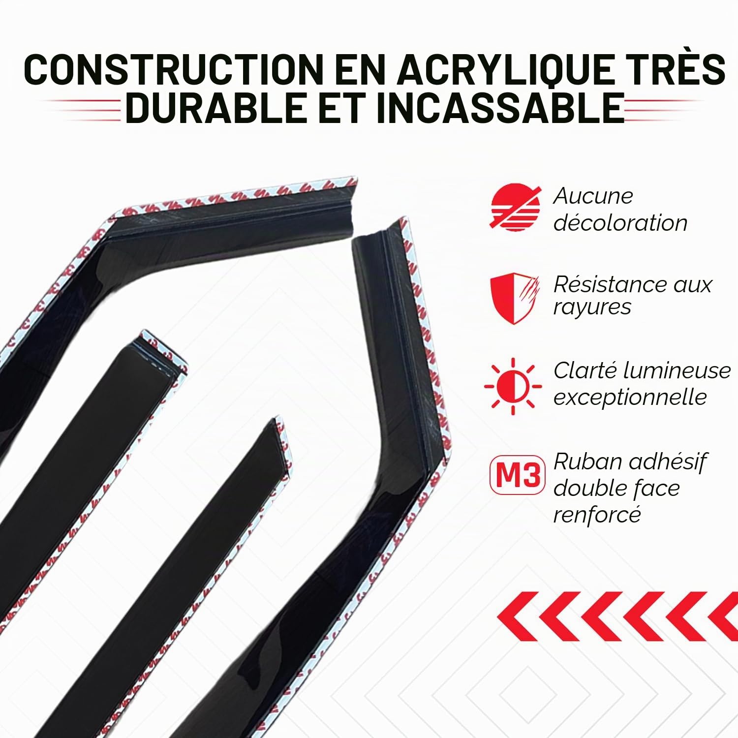 Lot de 2 déflecteurs d'air de type canal compatibles avec Renault Trafic X83, Vauxhall/Opel Vivaro A, Nissan Primastar Van Minibus 2001 à 2014