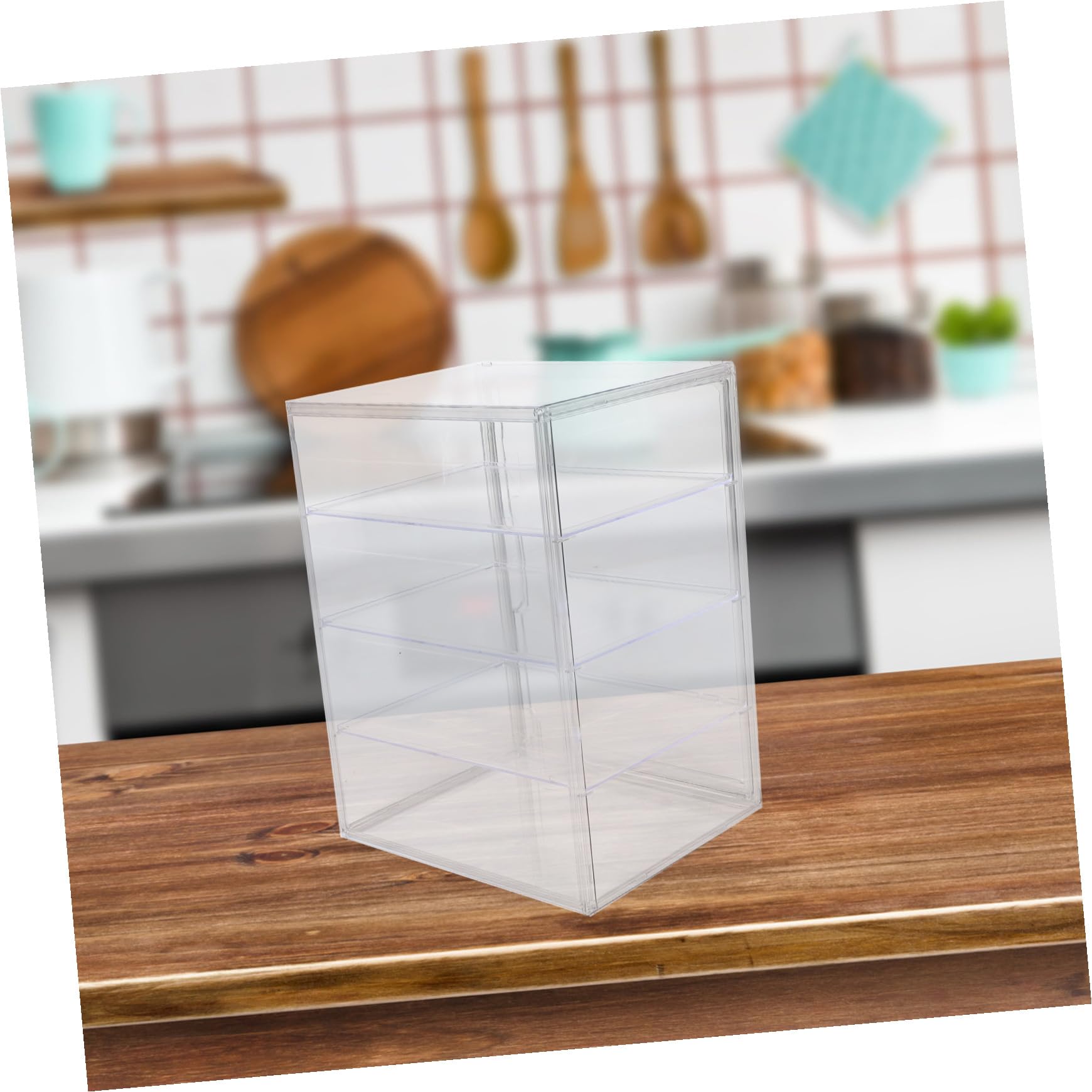 Exhibidor Funcional y Puerta Magnética de Acrílico con 4 Niveles Ajustables Vitrina de Pan Transparente para Encimera de Cocina para Repostería y Almacenamiento