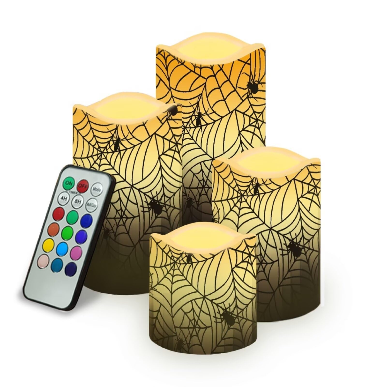 Spider Web Flameless LED Candles Set of 4