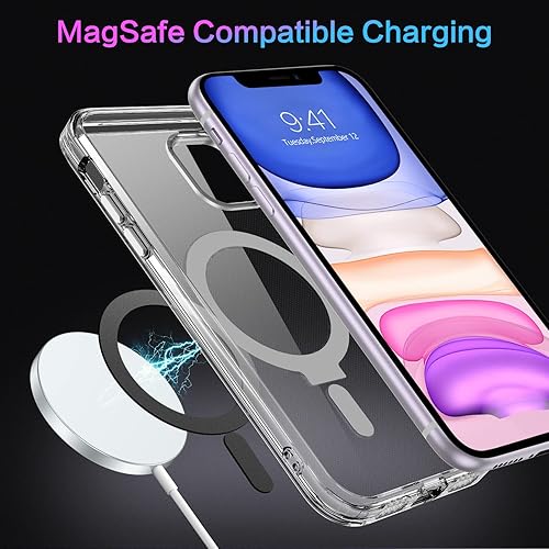 Miniatura 6 de DUEDUE Funda magnética para iPhone 11 con soporte invisible compatible con Magsafe, funda protectora transparente de cuerpo completo, delgada