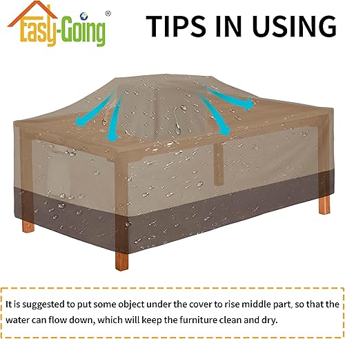 Miniatura 74 de Easy-Going Funda resistente 600D para muebles de patio, juego de mesa y silla rectangular para exteriores, funda impermeable para muebles Negro