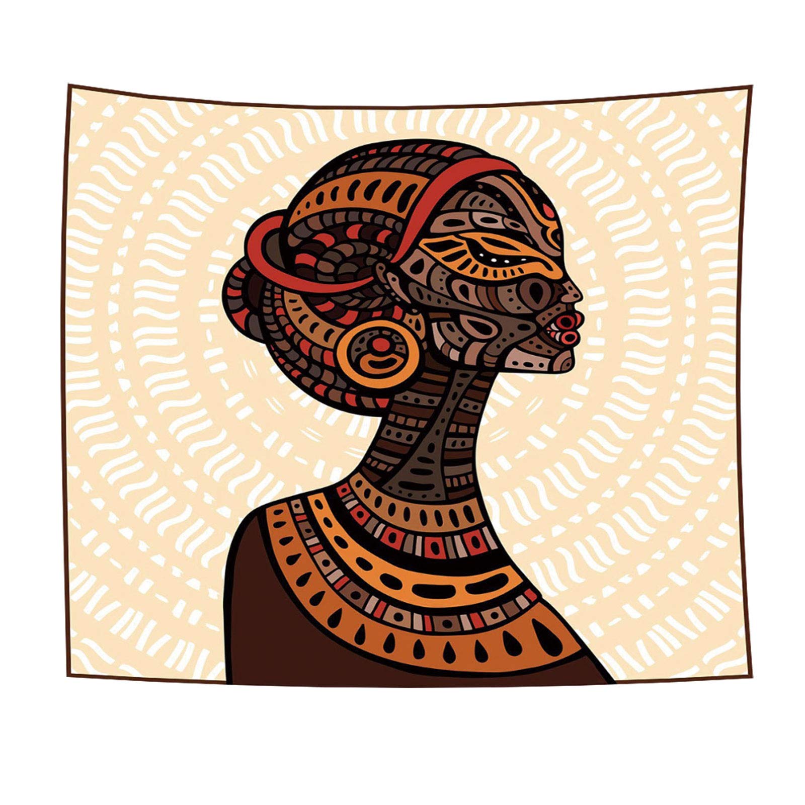 Amazon Co Jp アフリカの女性タペストリー 手描き民族イラストプロファイル肖像画部族の装飾品民芸装飾 装飾品 おしゃれ 多機能壁掛け 写真 部屋 窓カーテン 店 誕生日 プレゼント 祝い 布 0ｘ150cm ホーム キッチン