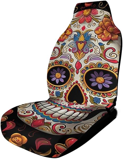 Car Seat Cover Sugar Skulls Printed Interior Accessories Automotive Interior Covers Washable Car Seat Cover