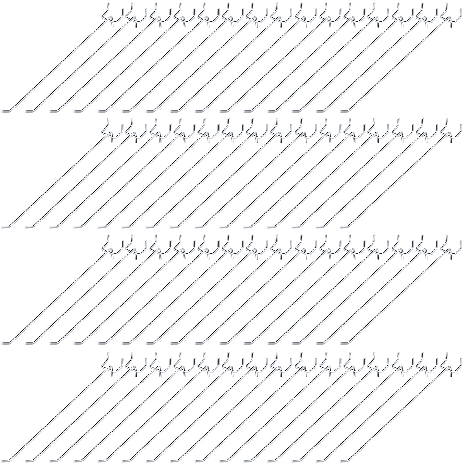 Photo 1 of Shimeyao 100 Pcs Peg Board Shelving Hooks Stainless Steel Hanging Board Pegs Wall Display Hooks Bulk for 1/8 1/4 Garage Storage Organizer Accessories (10 Inch,Silver)