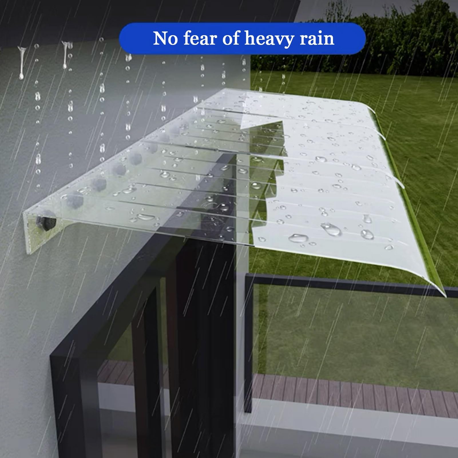 Marquesina Puerta, Techo Exterior Lluvia, Tejadillo Proteccion Lluvia, Tejados De Plastico Exterior, Toldo De Bricolaje for Patio, Longitud Conectable Libremente(Clear,35x200cm (13.7x78.7in)